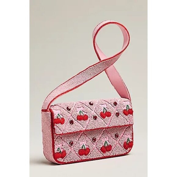 Anthropologie Handbags - Anthropologie Fiona Beaded Bag Womens Cherry Chic Vibrant Whimsical Y2K